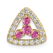14k Yellow Gold Pure Serenity 3/8 Ct. Lab Grown Diamond VS/SI+ G+ and Lab Created Pink Sapphire Triangle Pendant