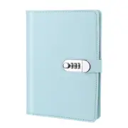 A5 Diary with Lock, Journal with Lock Cute Leather Binder Refillable Paper, Blue