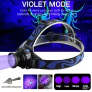 UV LED Headlamp Rechargeable Headlight Zoomable Head Torch Lamp Flashlight NEW