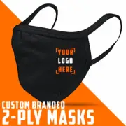 Custom Business Logo Print Cotton 2-Ply Black Everyday Face Masks (27/51/102)