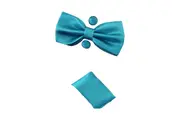 Mens Sky Blue Matching Bow Tie, Pocket Square & Cuff Links Set