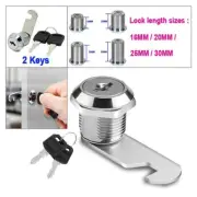 16/20/25/30mm Keyed Cylinder Cam Locks Tool/ Box File Cabinet Desk Drawer 2 Key