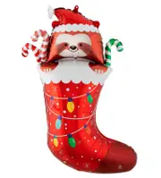 Christmas Sloth Stocking SuperShape Foil Balloon