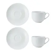 4pc Mikasa Chalk Tableware Dining Porcelain Tea Cups and Saucers 220ml White