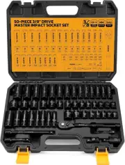 ELEAD 3/8'' Drive Impact Socket Set - 50-Piece Shallow & Deep Socket Set Metric