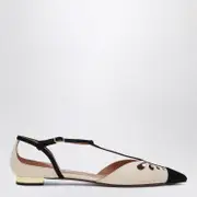 [Aquazzura] Milk and black Camille pointed ballerina 36 IT White