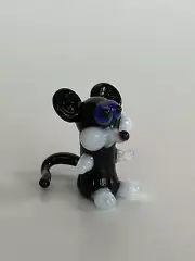 Miniature Black Mouse Collectible Glass Animal Figurine