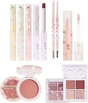 8-in-1 Korean Makeup Set, Korean Make Up Set, Women's Durable Cosmetic Makeup Set, Includes Lipstick, Blush, Eyeshadow Palette, Eyebrow Pencil and Concealer Pen, Blush, Siehe Beschreibung, See