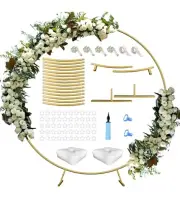 7 Ft Round Wedding Arch for Ceremony Metal Balloon Arch Stand