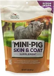 Manna Pro Mini-Pig Skin and Coat Supplement - Skin and Coat Supplement for Mini-Pigs - Provides Nutrients to Support Skin & Coat Health and Appearance - 1 lb
