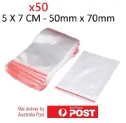 50x Small Zip Lock Plastic Bags Resealable Zipper New 5cmX7cm WHOLESALE BULK