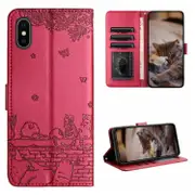 Cat Embossing Pattern Leather Phone Case with Lanyard, For iPhone XS Max, For iPhone X, For iPhone 7 Plus / 8 Plus