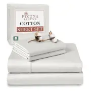 Pure 100% Cotton Queen Bed Sheets Set Off White, Luxurious 400 Thread Count L...