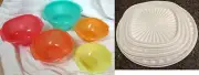 Tupperware Servalier Bowls Set of 5 Red Purple Aqua Orange Yellow Teal New