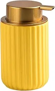 Foaming Soap Dispenser Ceramic Foam Soap Dispenser 11Oz Refillable Bathroom Soap Dispenser with Pump Ribbed Design Foam Soap Dispenser Yellow Soap Dispenser for Hand Wash Foam Soap Dispenser Pump Foa