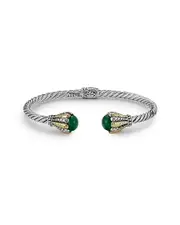 Samuel B. 18K & Silver 1.70 ct. tw. Malachite Twisted Cable Bangle Bracelet