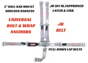 RACERDIRECT GRAY UNIVERSAL 5 PT 2"RACING HARNESS LATCH ROLL BAR MOUNT SFI 16.1
