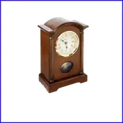 Traditional Walnut Pendulum Table Clock - Golden Accents & Westminster Melody