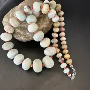 Blue Amazonite Orange Spiny Navajo Sterling Silver Bead Necklace 21” 18075