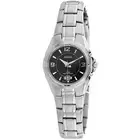Pulsar Women's Watch Classic Silver Tone Case Black Dial Leather Strap PXT795