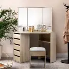 Dressing Table & Stool Set Makeup Mirror Vanity Desk Space Saving Home Furniture