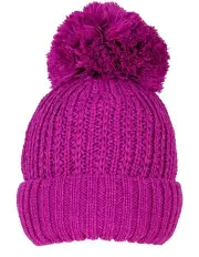 [Dents] Ribbed Knit Bobble Beanie in Pink