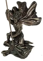11 1/2" St George The Dragon Slayer Statue Antique Bronze Color