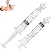 Baby Nasal Syringe, 2 x 10 ml Silicone Nasal Irrigator, Transparent/Green, Safe and Comfortable Nasal Irrigator with Cleanable and Reusable Silicone Nasal Suction Tip