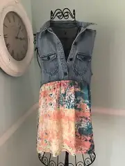 One Teaspoon Youngblood Denim Dress Speckle Small S