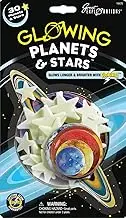Great Explorations Glow in The Dark 30-Pack 2D Planets & Stars, Rechargeable Glow-in-the-Dark Ceiling Decor, Includes Adhesive Putty, Transform Your Space into a Starry Sky