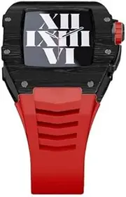[CZKE] New Metal Case for Apple Watch Series 8 45mm Stainless Steel Watch Strap for Apple Watch 7 41mm Band Shell Iwatch Series 6 5 SE (Color : Red Black, Size : 40MM)