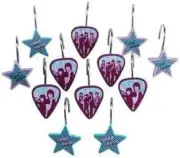 12 Shower Curtain Hooks Rings Camp Rock Star and Guitar Pick