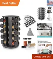 Black Countertop Rotating , Empty 20-Jars Revolving Organizer, Round Carousel...