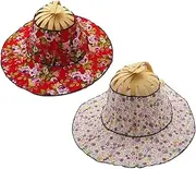 [NIYANGLE] Strong Bamboo Fan Hat Sun Protection Unisex Summer Hat Grey Outdoors Foldable Random Color