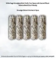 White Sage Smudge Stick 6" Medium x 5pcs Sustainable Farmed Ethical Community