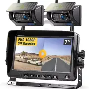 2 Magnetic Solar Wireless Backup Camera DVR 7" Monitor Reverse for Truck Camper