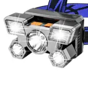 LED Headlamp USB Rechargeable Headlight Flashlight Camping for Hiking Silver