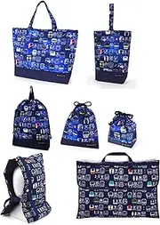 COLORFUL CANDY STYLE NU402400 Kindergarten Entrance School Entrance 7-Piece Set, Lesson Bag, Quilting (Gusseted), Shoe Case, Drawstring Gymnastics Clothes Bag, Lunch Bag, Cup Bag, Small Items,