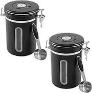 Coffee Canister 1.8L Stainless Steel Canisters Good Sealing Airtight Coffee Container Multifunctional Storage Canister with Date Tracking and Scoop for Beans Cream Tea Flour Cereal