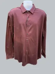 HART SCHAFFNER MARX LONG SLEEVE BURGUNDY NAVY DIAMOND ARGYLE COLLAR SHIRT NEW XL
