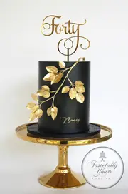 "Forty" Gold Mirror Cake Topper
