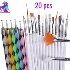 20pcs Nail BRUSH SET Dotting Acrylic UV Builder Art Gel Polish Painting KIT UK