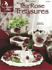 Tea Rose Treasures Crochet Candy Dish Basket Planter Box Mirrored Dressing Tray