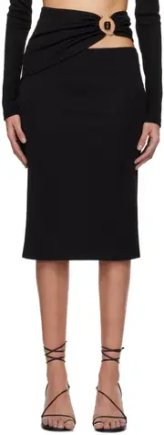 Orbit ribbed midi skirt AU12 Black