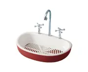 Soap Dish Creative Punch-free Double Layers Vanity Sink Shape Draining Soap Dish Bathroom Accessory-Wine Red - Wine Red
