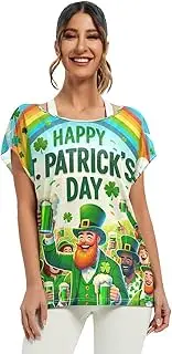 [RPLIFE] St Patricks Day Summer Blouse Off Shoulder Casual Top Batwing Blouses for Women S-XXL