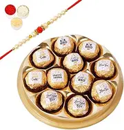 Ghasitaram Gifts Rakhi Gifts for Brothers Round Box of 11 Channa Laddoos with Captions