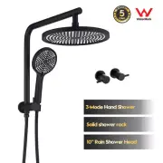 Decaura 10" Shower Head Set Gooseneck Arm and Shower Taps Wall Tapware Black