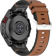 T Tersely Leather Watch Band for Fenix 6 / Fenix 5 / Fenix 7, QuickFit 22mm Soft Genuine Leather with Silicone Sweatproof Wrist Strap for Garmin Fenix 6 Pro/Sapphire,Instinct, EPIX 2,Approach S62/S60