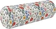 [Caihoyu] Queen Size Bolster Pillow Bed Neck Roll Pillow Decorative Round Pillows Travel Pillow Cylinder Back Support Sleeping Pillow Flowers Hyacinths Begonia Rosemary White